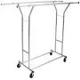 Cypressshop Rolling Commercial Double Rail Clothing Rack Steel Hanging Holder Portable Adjustable Trolley Garment Dryer Clothes Hanger Home Furniture