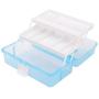 MyGift 2-Tier Transparent Blue Plastic Multipurpose Storage Boxes w/Handle & Expandable Trays