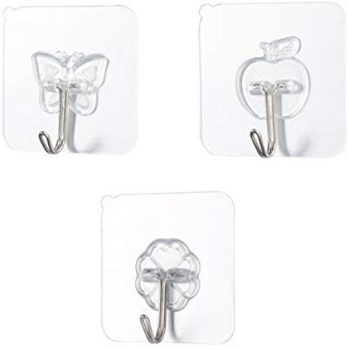 BESTONZON 10pcs Adhesive Heavy Duty Wall Hooks Coat Hooks Robe Towel Hooks Clothes Hooks Wall Hanger Bathroom Kitchen Living Room Door Hooks (Flower)