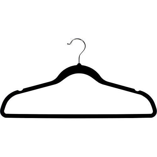 The Great American Hanger Company Black Rubber Coated Non-Slip Slim Line Suit Hanger, Boxes of 100 Durable and Flexible Ultra Thin Space Saving Clothes Hanger w/Steel Swivel Hook and Notches