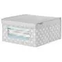 mDesign Soft Stackable Fabric Closet Storage Organizer Holder Boxes - Clear Window and Lid, for Child/Kids Room, Nursery, Playroom - Polka Dot Print - Medium - Light Gray with White Dots mDesign Soft Stackable Fabric Closet Storage Organizer Holder Boxes - Clear Window and Lid, for Child/Kids Room, Nursery, Playroom - Polka Dot Print - Medium - Light Gray with White Dots