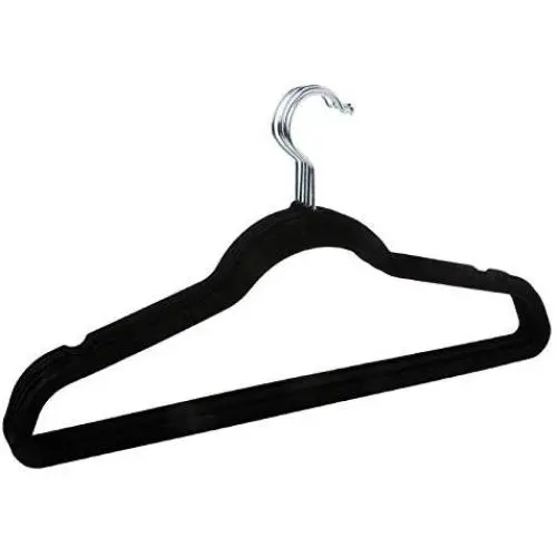 Inveroo 5pcs Black Adult Non-Slip Hangers Flocked Velvet Clothes Coat Trouser Wardrobe Inveroo 5pcs Black Adult Non-Slip Hangers Flocked Velvet Clothes Coat Trouser Wardrobe