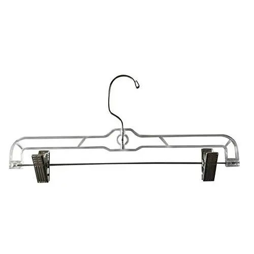 ABO Gear 12 Pack Slack Pant Hangers Shorts Hangers Skirt Hangers with Clips, Clear ABO Gear 12 Pack Slack Pant Hangers Shorts Hangers Skirt Hangers with Clips, Clear