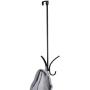 mDesign Metal Modern Over The Door Long Easy Reach Storage Organizer Rack - Hang Coats, Jackets, Hoodies, Hats, Scarves, Purses, Leashes, Towels, Robes, Clothing - 17" Tall, 4 Hooks - 2 Pack - Black