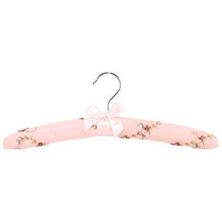 DNJKSA 3 Pcs Vintage Lace Coated Hanger Floral Embroidery Blushing Bride Pink Bridesmaid Gift Hangers for Clothes