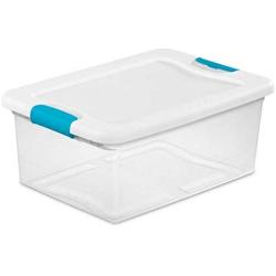 Sterilite 1494 15-Quart Clear Latching Stacking Storage Box, 24 Pack