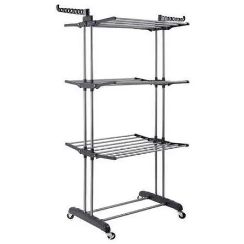 ZQKJLH 3 Layers Portable Practical Clothes Dryer Drying Rack Cloth Hanger Storage Grey Foldable for Easy Storage ? Indoor and Outdoor Rust Proof ZQKJLH 3 Layers Portable Practical Clothes Dryer Drying Rack Cloth Hanger Storage Grey Foldable for Easy Storage ? Indoor and Outdoor Rust Proof