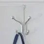 iDesign Axis Metal Over the Door Quad Hook Hanger for Coats, Jackets, Hats, Robes, Towels, Ideal for Bathroom, Bedroom, Mudroom, Satin Silver