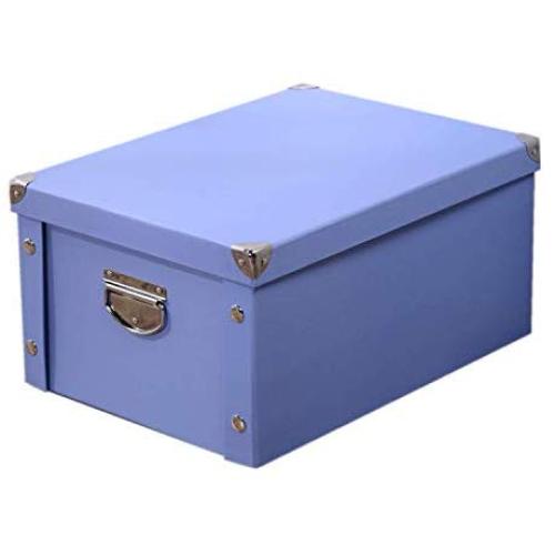 Guozi Decorative Storage Boxes with Lid - Collapsible and Stackable - Metal Reinforced Corners (Blue, 302015cm)