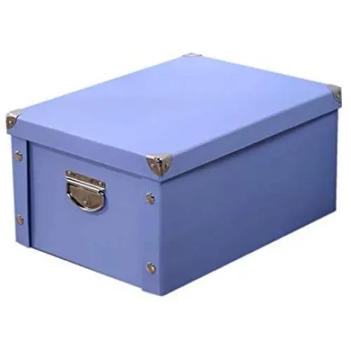Guozi Decorative Storage Boxes with Lid - Collapsible and Stackable - Metal Reinforced Corners (Blue, 302015cm) Guozi Decorative Storage Boxes with Lid - Collapsible and Stackable - Metal Reinforced Corners (Blue, 302015cm)