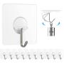 Adhesive Hooks,Transparent Seamless Stainless Steel Ultra Strong Wall Hooks for Kitchen Bathroom Ceiling Door Utility Hooks(12 PCS)