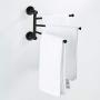 Towel Rack Bathroom Swivel Towel Bar 3 Multi Fold-able Arms Rotation Organizer Swing Towel Shelf Space Saving Hanger Kitchen Hand Towel Holder Wall Mount Stainless Rubber Matte Black MARMOLUX