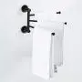 Towel Rack Bathroom Swivel Towel Bar 3 Multi Fold-able Arms Rotation Organizer Swing Towel Shelf Space Saving Hanger Kitchen Hand Towel Holder Wall Mount Stainless Rubber Matte Black MARMOLUX