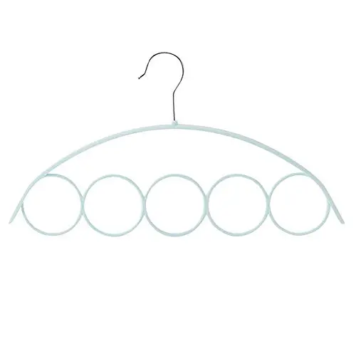 Scarf Hanger Multi Purpose Space Saving Hangers 5 Rings Plastic Clothes Hanger Scarf Tie Belt Sock Storage Hangers (A)
