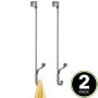 mDesign Metal Modern Long Easy Reach Over The Door Storage Organizer Rack - Hang Coats, Hoodies, Hats, Scarves, Purses, Leashes, Towels, Robes, Clothing - 17" Tall, 2 Hooks - 2 Pack - Graphite Gray