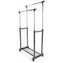 Finnhomy Double Rail Adjustable Rolling Garment Rack with Bottom Shelf - Clothes Hangers with Wheels - Rolling Clothes Organizer, Black and Chrome Finnhomy Double Rail Adjustable Rolling Garment Rack with Bottom Shelf - Clothes Hangers with Wheels - Rolling Clothes Organizer, Black and Chrome