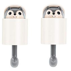 Fan-Ling Squirrel Self Adhesive Wall Hook, Home Cartoon Cute Hanger Key Umbrella Towel Cap Coat Hook,Cute Squirrel Hook，Squirrel Design Single Home Coat Hook Clothes Hanger (Gray:2pcs)