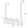 SONGMICS Over-The-Door Hook Rack, Wall-Mounted Coat Rack, Door Clothes Hanger with 4 Metal Hooks, for Living Room, Cloakroom, Bathroom, White ULHR24WT