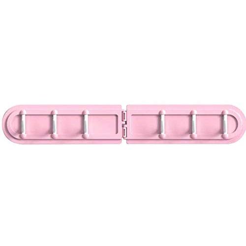 6 Hooks Wall Mounted Clothes Hats Hanger Portable Bathroom Accessory Towel Rack Holder Well Made Easy to Use - Light Pink