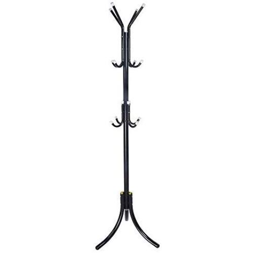 High-Grade Carbon Steel Pipe Tree Coat Rack Stand, 8 Hooks - Super Easy Assembly NO Tools Required - Hallway/Entryway Coat Hanger Stand for Clothes, Suits, Accessories