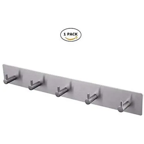 3M Self Adhesive Hooks Without Drilling, 304 Stainless Steel Heavy Duty Bathroom Hook Towel Robe Coat Clothes Bag Hanger Holder for Bathroom, Kitchen,Room (5-hook 1 PCS) 3M Self Adhesive Hooks Without Drilling, 304 Stainless Steel Heavy Duty Bathroom Hook Towel Robe Coat Clothes Bag Hanger Holder for Bathroom, Kitchen,Room (5-hook 1 PCS)