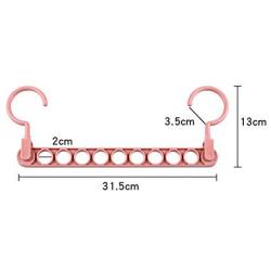 HHXD 3Pcs Clothes Hanger Organizer,9 Holes Double Hook Storage Coat Hangers Modern/Pink / 3pcs