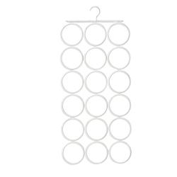 KOMPLEMENT Multi-Use Scarf & Tie Hanger 28.25", Closet Organizer, The No Snags Best Space Saving Hanger for Scarves, Pashminas, Infinity Scarves & Accessories 18 Large Rings (3.5in Wide) White