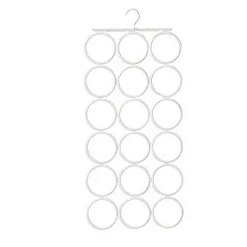 KOMPLEMENT Multi-Use Scarf & Tie Hanger 28.25", Closet Organizer, The No Snags Best Space Saving Hanger for Scarves, Pashminas, Infinity Scarves & Accessories 18 Large Rings (3.5in Wide) White KOMPLEMENT Multi-Use Scarf & Tie Hanger 28.25", Closet Organizer, The No Snags Best Space Saving Hanger for Scarves, Pashminas, Infinity Scarves & Accessories 18 Large Rings (3.5in Wide) White