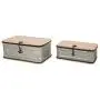 Glitzhome Farmhouse Set Metal/Wooden Boxes Galvanized Storage Chests Small and Large Glitzhome Farmhouse Set Metal/Wooden Boxes Galvanized Storage Chests Small and Large