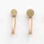 Round Beech Wood & Brass Wall Hook with Leather Loop - Modern design wall mounted coat hanger