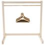 Wood Garment Rack Coat Dress Clothes Organizer with 10 Pieces Wooden Clothes Hangers for Jacket, Umbrella, Clothes, Hats, Scarf, and Handbags Dolls