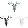 3Pcs Antler Head Coat Hooks Wall Mounted Clothes Hanger Animal Shaped Wall Hook Hanger for Hanging Hat Scarf Bag Key Black White Grey