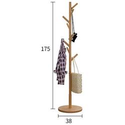 Free Standing Coat Rack, Rustic Wooden Clothes Hat Tree, Modern Multifunctional Plain Home Hanger Holder Hall Tree for Coat, Hat, Clothes, Scarves, Handbags, Umbrella, 8 Hooks (Khaki)