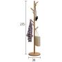 Free Standing Coat Rack, Rustic Wooden Clothes Hat Tree, Modern Multifunctional Plain Home Hanger Holder Hall Tree for Coat, Hat, Clothes, Scarves, Handbags, Umbrella, 8 Hooks (Khaki)