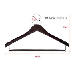 Nature Smile Contoured Wooden Hangers Sturdy Wood Suit Coat Hangers with Locking Bar Chrome Hook Pack of 5 (Walnut)