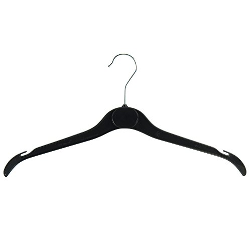 HANGERWORLD 15 Black 16inch Plastic Notched Coat Clothes Garment Top Hangers with Metal Hook