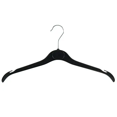 HANGERWORLD 15 Black 16inch Plastic Notched Coat Clothes Garment Top Hangers with Metal Hook HANGERWORLD 15 Black 16inch Plastic Notched Coat Clothes Garment Top Hangers with Metal Hook