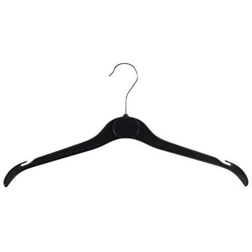 HANGERWORLD 20 Black 16inch Plastic Notched Coat Clothes Garment Top Hangers with Metal Hook