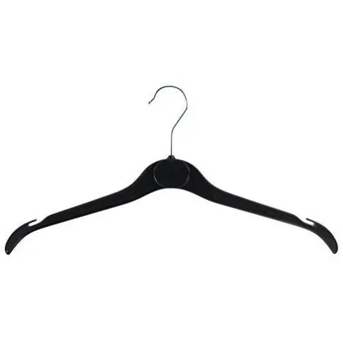 HANGERWORLD 20 Black 16inch Plastic Notched Coat Clothes Garment Top Hangers with Metal Hook