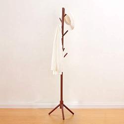 TLTLYMJ Coat Rack, Solid Wood Bedroom Hangers, Home Floor, Simple Office Clothes Rack (Color : Wood Color)