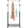 Whitmor Adjustable Double Garment Rack -Rolling Clothes Organizer - Chrome