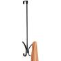 mDesign Metal Modern Over The Door Long Easy Reach Storage Organizer Rack - Hang Coats, Jackets, Hoodies, Hats, Scarves, Purses, Leashes, Towels, Robes, Clothing - 17" Tall, 4 Hooks - 2 Pack - Black