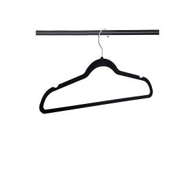 TSR Non Slip Hangers for Clothes - 50 Slim Velvet Hangers for Clothes with Metal Hooks for Men and Women Clothes ? Modern Black Color and E-Book