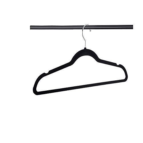 TSR Non Slip Hangers for Clothes - 50 Slim Velvet Hangers for Clothes with Metal Hooks for Men and Women Clothes ? Modern Black Color and E-Book TSR Non Slip Hangers for Clothes - 50 Slim Velvet Hangers for Clothes with Metal Hooks for Men and Women Clothes ? Modern Black Color and E-Book