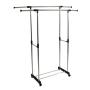 Cypress Shop Adjustable Cloth Drying Rack Rolling Portable Heavy Duty Hanger Double Rail Shelf Racks Telescopic Clothing Hanging Dryer Storage Hanger Clothes Balcony Room Household Home Furniture