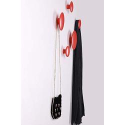 Wall Hooks Coat Hooks 5Pcs Dots Hook Door Hanger Hook for The Wall,Living Room,Bathroom,Home Decor.(Orange Red)