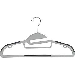 The Great American Hanger Company Grey Slim Line Clothes Hangers with Easy-On S Notch Design and Non-Slip Pads, Boxes of 100 Sturdy and Flexible Hangers with Swivel Hook, Tie Bar, and Strap Hooks