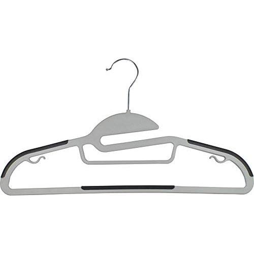 The Great American Hanger Company Grey Slim Line Clothes Hangers with Easy-On S Notch Design and Non-Slip Pads, Boxes of 100 Sturdy and Flexible Hangers with Swivel Hook, Tie Bar, and Strap Hooks