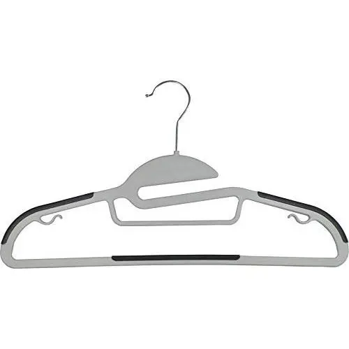 The Great American Hanger Company Grey Slim Line Clothes Hangers with Easy-On S Notch Design and Non-Slip Pads, Boxes of 100 Sturdy and Flexible Hangers with Swivel Hook, Tie Bar, and Strap Hooks