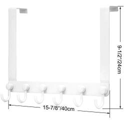 WEBI Over The Door Hook Door Hanger,Over The Door Towel Rack with 6 Coat Hooks for Hanging,Door Coat Hanger Over Door Coat Rack for Towels,Clothes,Back of Bathroom,White,2 Packs